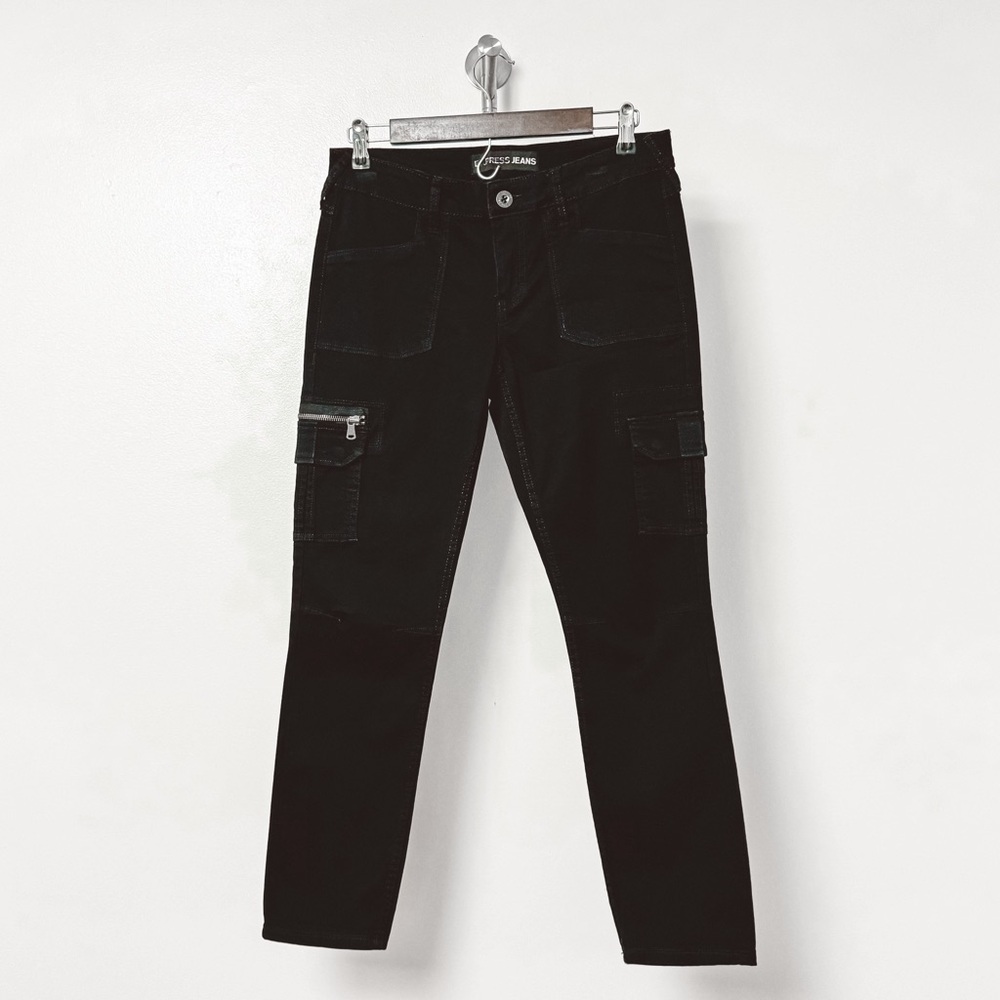 Express Jeans Winter‎ Holiday Casual Cotton Blend Cargo Utility Denim Black